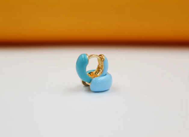 18K Gold Filled Enamel Small Huggie Earrings (K116A) - Fashivra