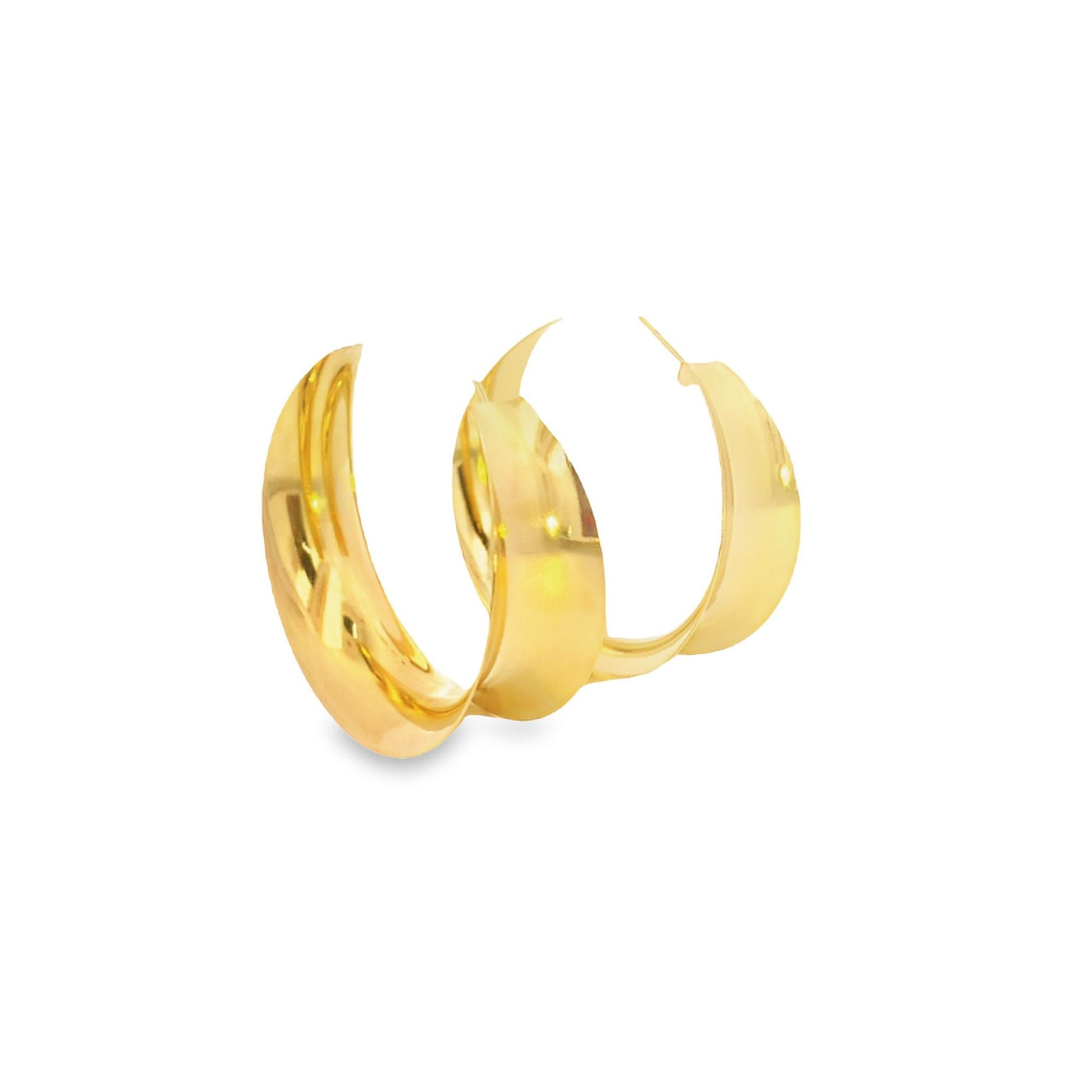 18K Gold Filled Curved Wide Minimalist Hoops (J305-J307)(L395) - Fashivra