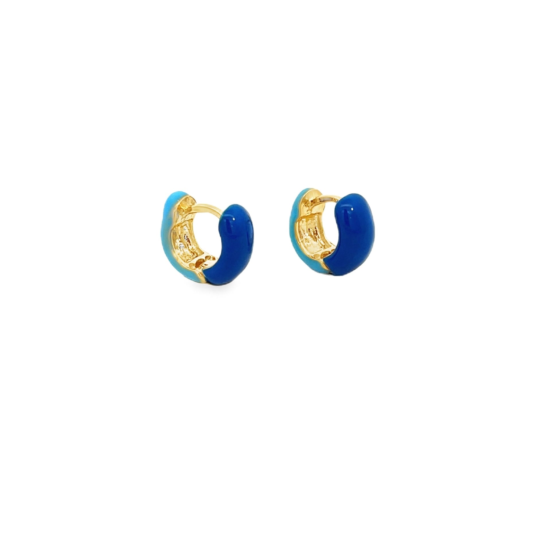 18K Gold Filled Enamel Small Huggie Earrings (K116A) - Fashivra