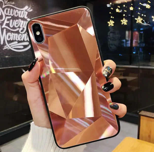 Colorful 3D Diamond Mirror Phone Case for Couples