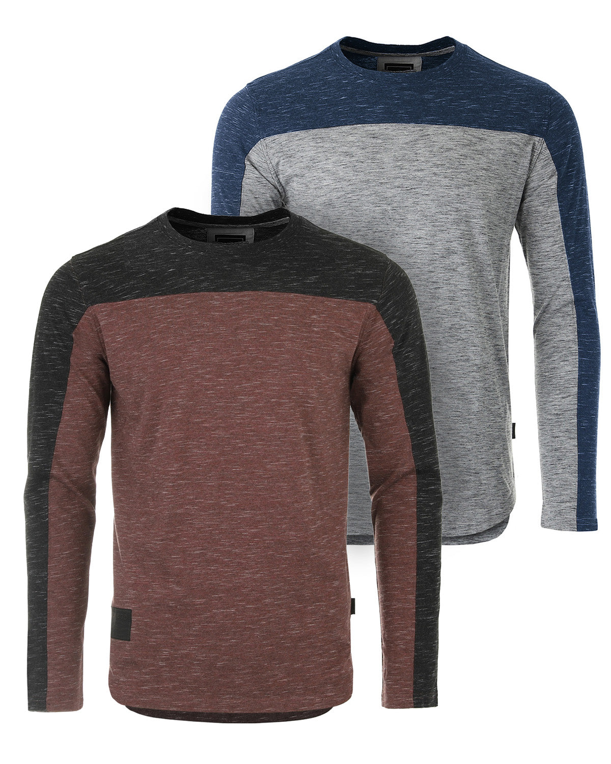 Athletic Color Block Long Sleeve Curved Hemline Casual Shirt - Fashivra