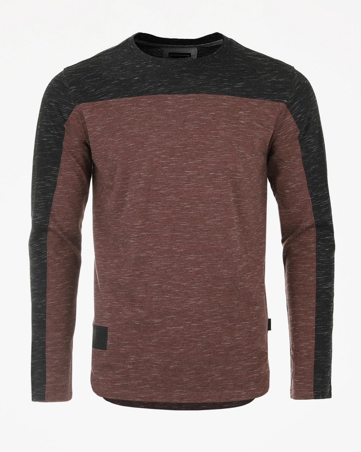 Athletic Color Block Long Sleeve Curved Hemline Casual Shirt - Fashivra