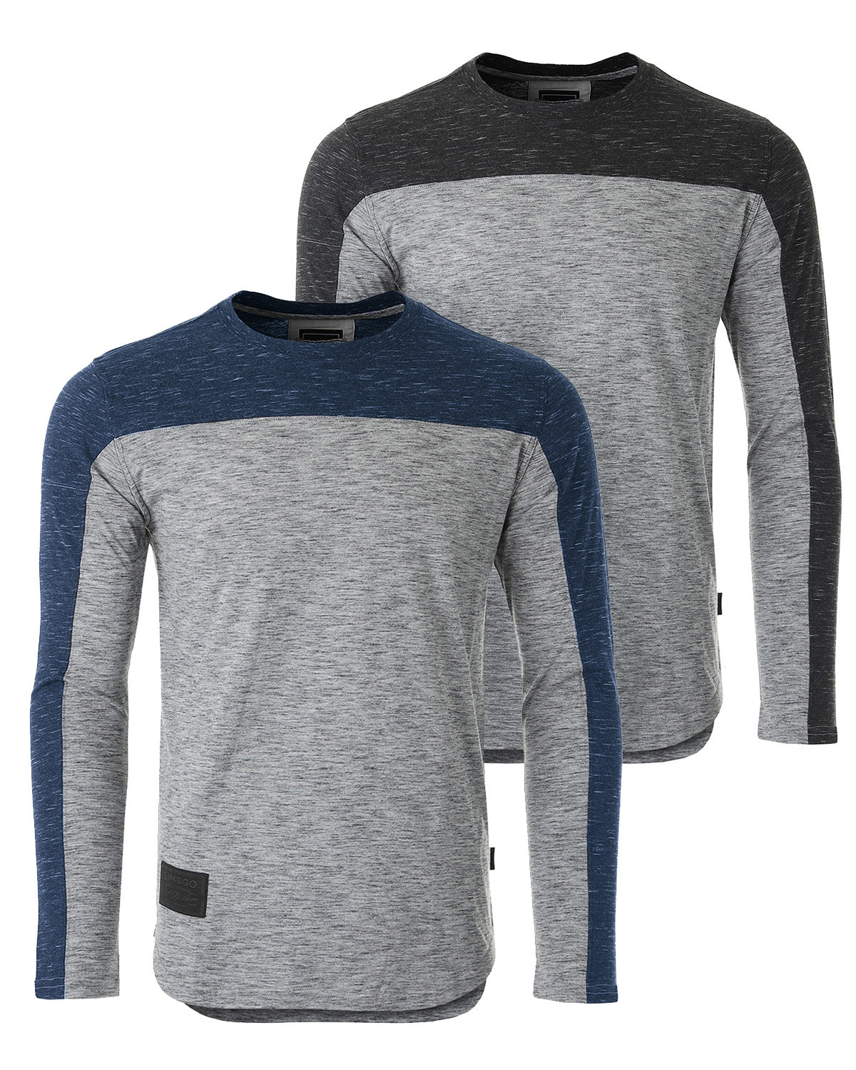 Athletic Color Block Long Sleeve Curved Hemline Casual Shirt - Fashivra