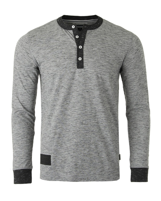 ZIMEGO Men's Long Sleeve Contrast Button Placket Neck Cuffs Casual Henley Shirts - Fashivra