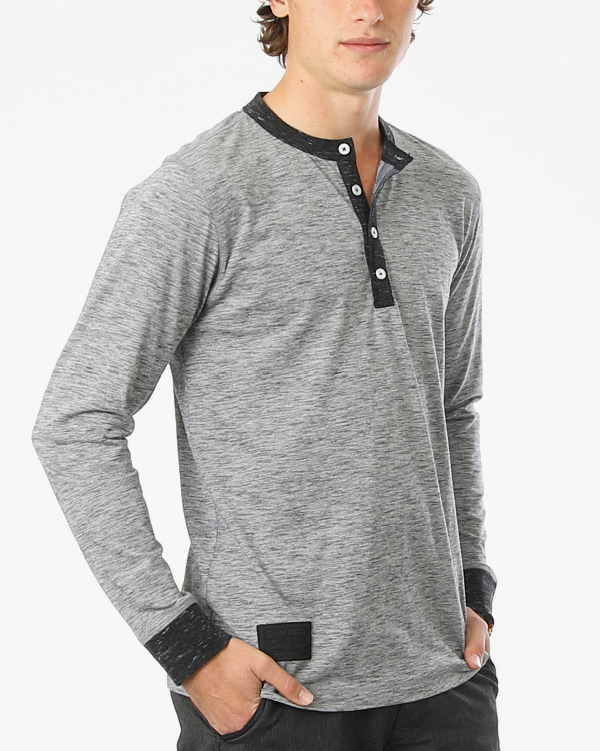 ZIMEGO Men's Long Sleeve Contrast Button Placket Neck Cuffs Casual Henley Shirts - Fashivra