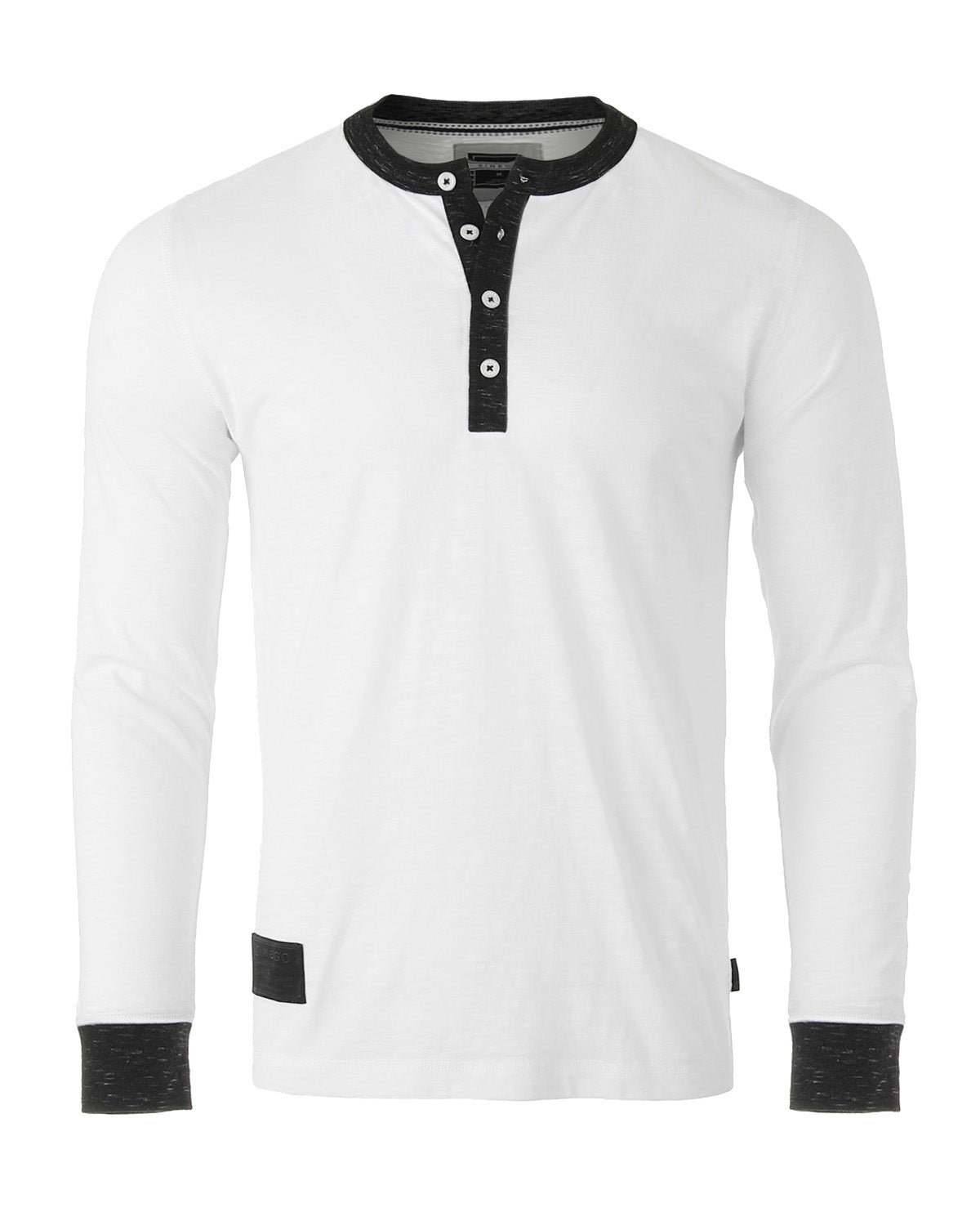 ZIMEGO Men's Long Sleeve Contrast Button Placket Neck Cuffs Casual Henley Shirts - Fashivra