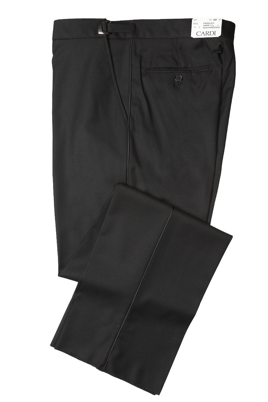 "Anthony" Black Vitale Barberis Italian Wool Tuxedo Pants - Fashivra