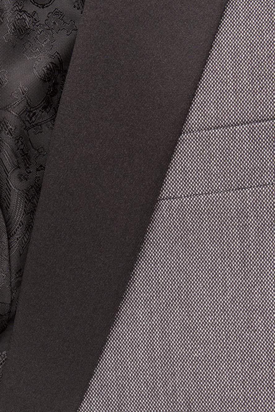 "Sebastian" Grey Pindot Tuxedo Jacket Shawl (Separates) - Fashivra
